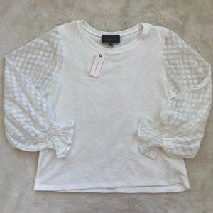 Anthropologie Sunday In Brooklyn White Balloon Sleeve Top NWT